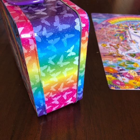 Lisa Frank Unicorn Rainbow Metal Lunchbox Tin and 100 Piece Puzzle - Picture 4 of 10